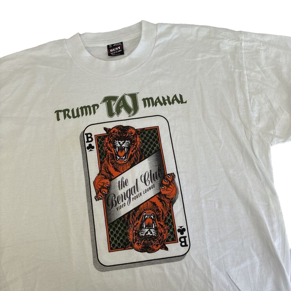 Vintage Trump Taj Mahal Casino Bengal Club Video Poker Single Stitch T-Shirt XL